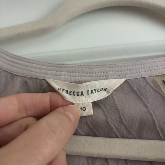 Rebecca Taylor Silk Burnout Sheer Lavender Textured Blouse Top 10 Popover - Picture 8 of 11